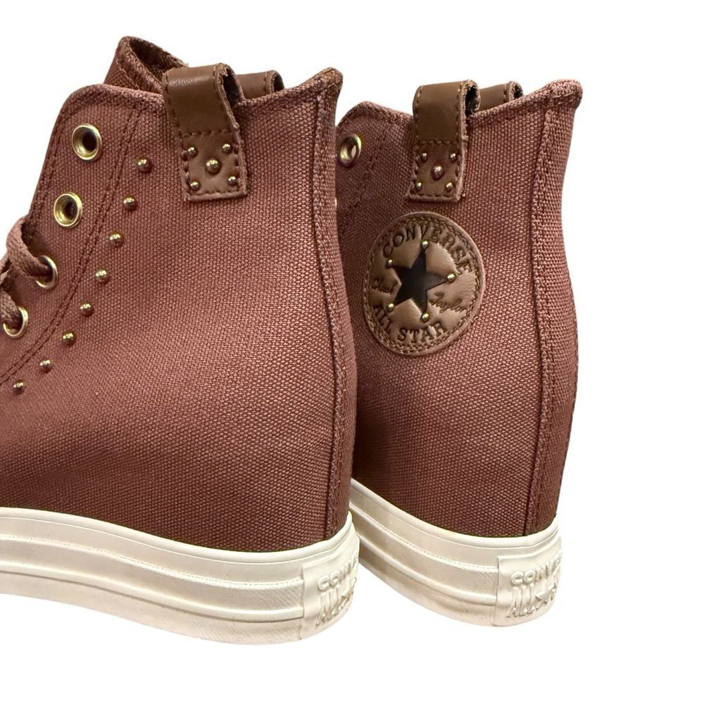 LAST Converse Chuck Taylor All Star Wedge Platform Studded Western Brown Sz 7.5 - Picture 3 of 12
